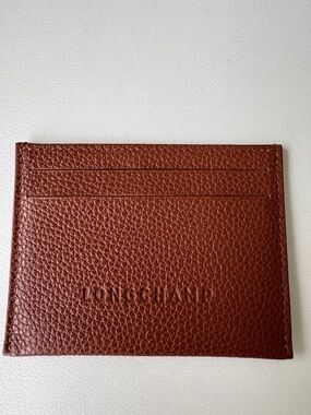 ✨Longchamp Cognac Textured Leather Card Sleeve - NEW